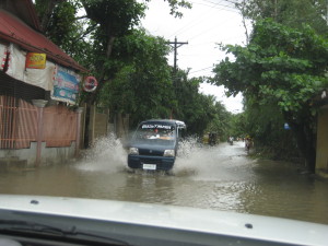 A flooded street in toledo